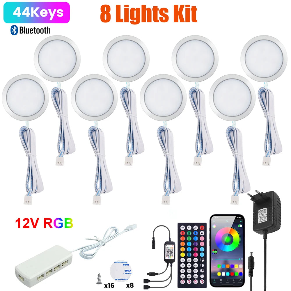 1 2 3 5 6 8 Lihgts RGB LED Cabinet Light 12V WiFi Bluetooth 24Key 44Key Remote Control Power Kit for Kitchen Wardrobe Lighting