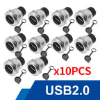 10Pcs Metal D‑Type Panel Mount Socket RJ45 CAT6 HDMI USB3.0 Straight Through Network Connector Module Round Panel Mount Adapter