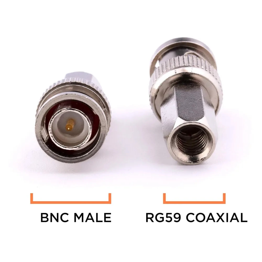 8Pcs BNC Compression Connector Low Loss Male RG59 Coax Coaxial Connectors Cable Adapters 50 Ohm Coupler with Copper Pin