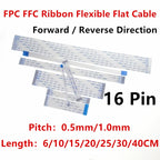 10PC FPC FFC Ribbon Flexible Flat Cable 16 Pin Pitch 0.5MM 1.0MM AWM 20624 80C 60V Length 6/10/15/20/25/30/40 CM Forward Reverse