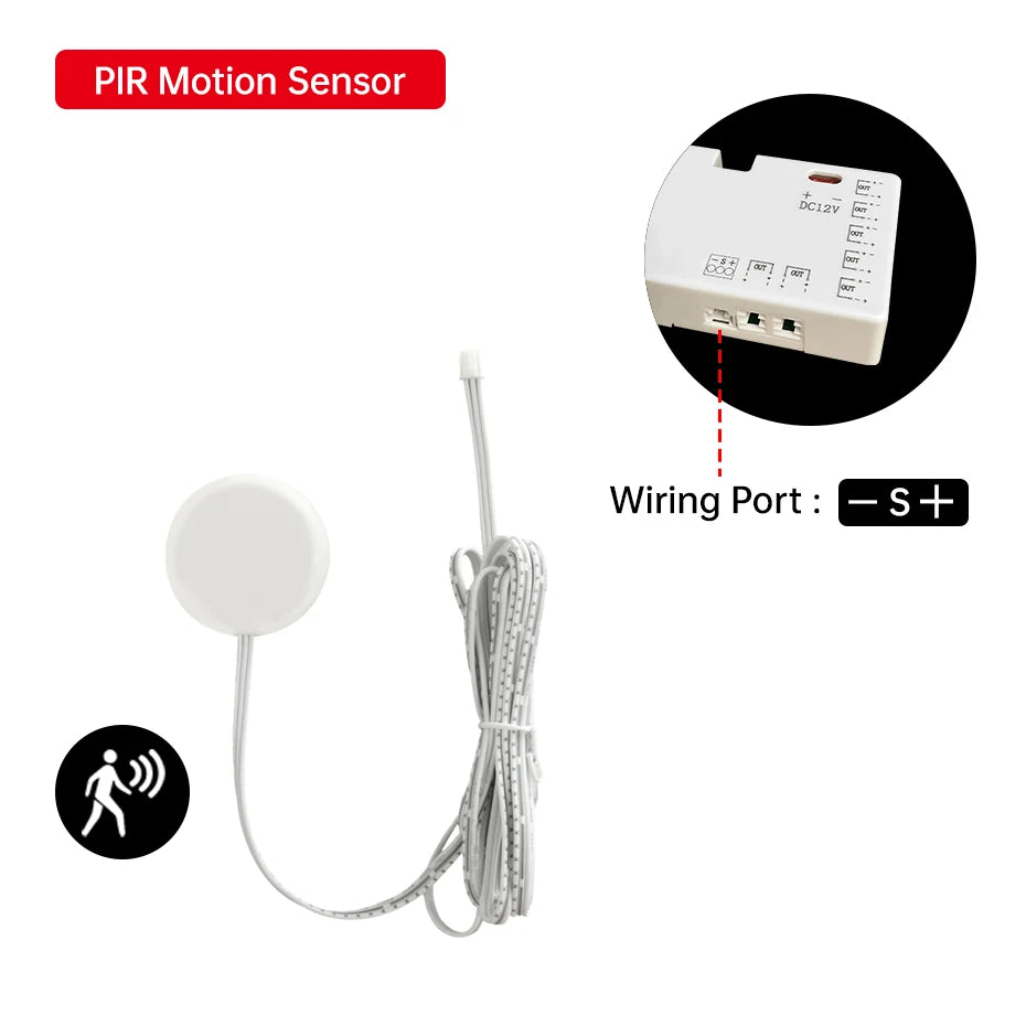 LED Cabinet Sensor Switch DC12-24V Dupont Port Touch/PIR Motion/Dual Door Motion Sensor /Penetrable Wood Detection Design 25MM