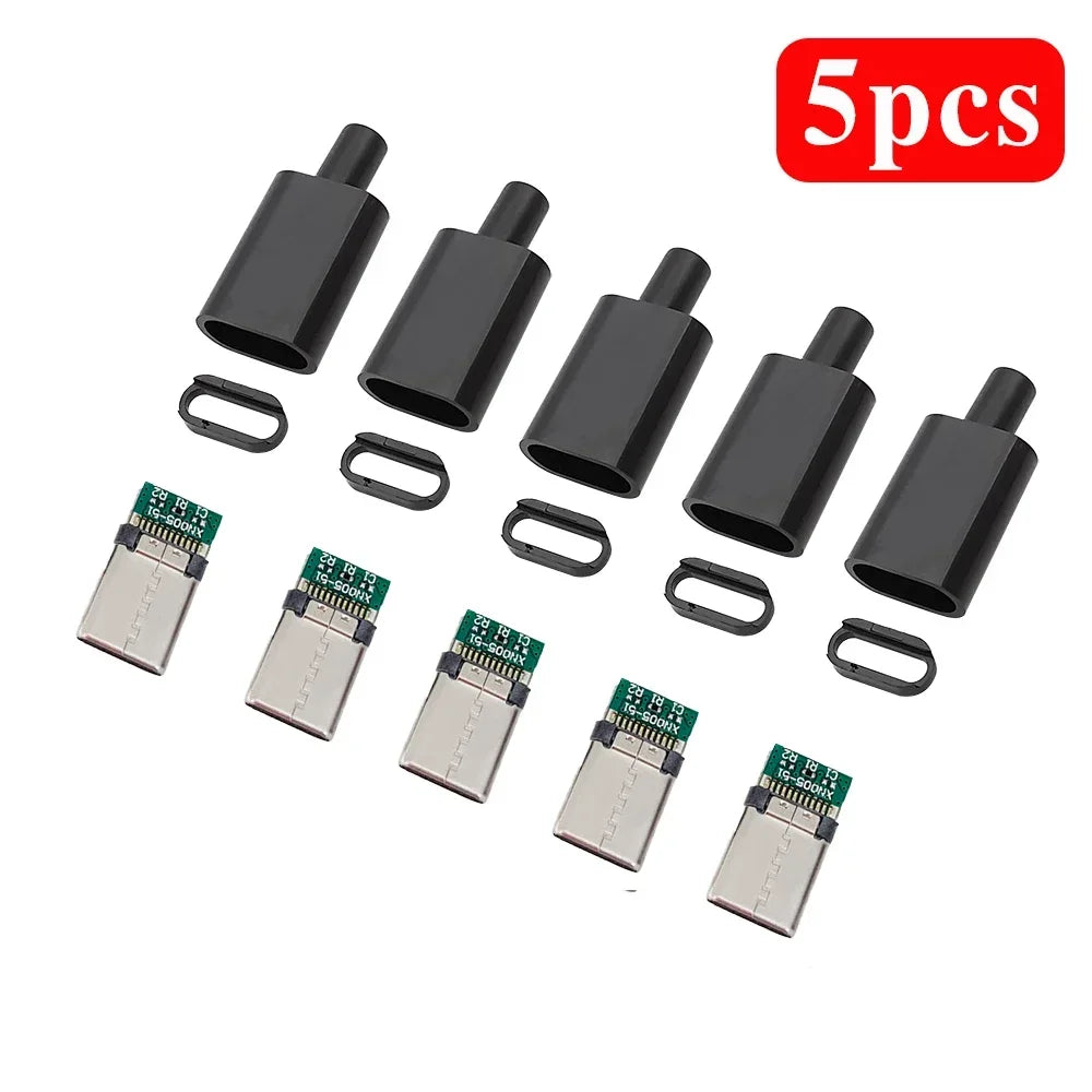 5pcs 10Pcs TYPE C USB 3.1 24 Pin Male Plug Welding Connector Adapter with Housing  Charging Plugs Data Cable Accessories Repair