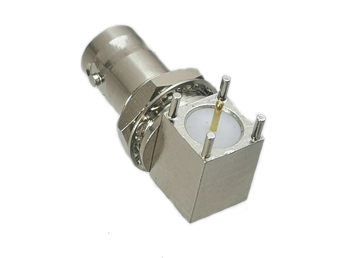 1pcs Connector BNC Jack Female Bulkhead Right Angle Solder PCB Mount Wire Terminals RF Coaxial Adapter New FJP-T1