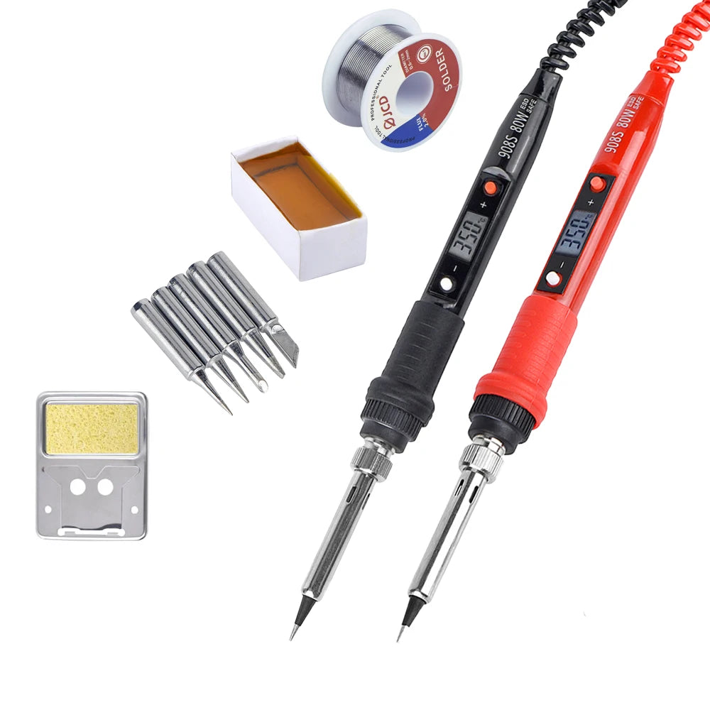 JCD Electric Soldering Iron Kit 80W LCD Digital Display Adjustable Temperature 220V/110V Solder Iron Welding Repair Tools 908S