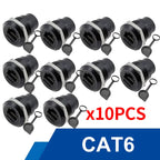 10Pcs Metal D‑Type Panel Mount Socket RJ45 CAT6 HDMI USB3.0 Straight Through Network Connector Module Round Panel Mount Adapter