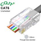 CAT6 CAT7 CAT5E RJ45 Connectors Pass Through Modular Plug Network UTP 3/50μ Gold-Plated 8P8C Crimp End for Ethernet Cable