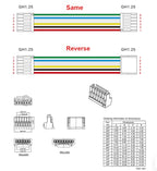 5Pcs GH1.25 2P/3P/4P/5P/6P-10 Pin GH 1.25 Single/Same/Reverse Connector with 15CM Soft Silicone Cables