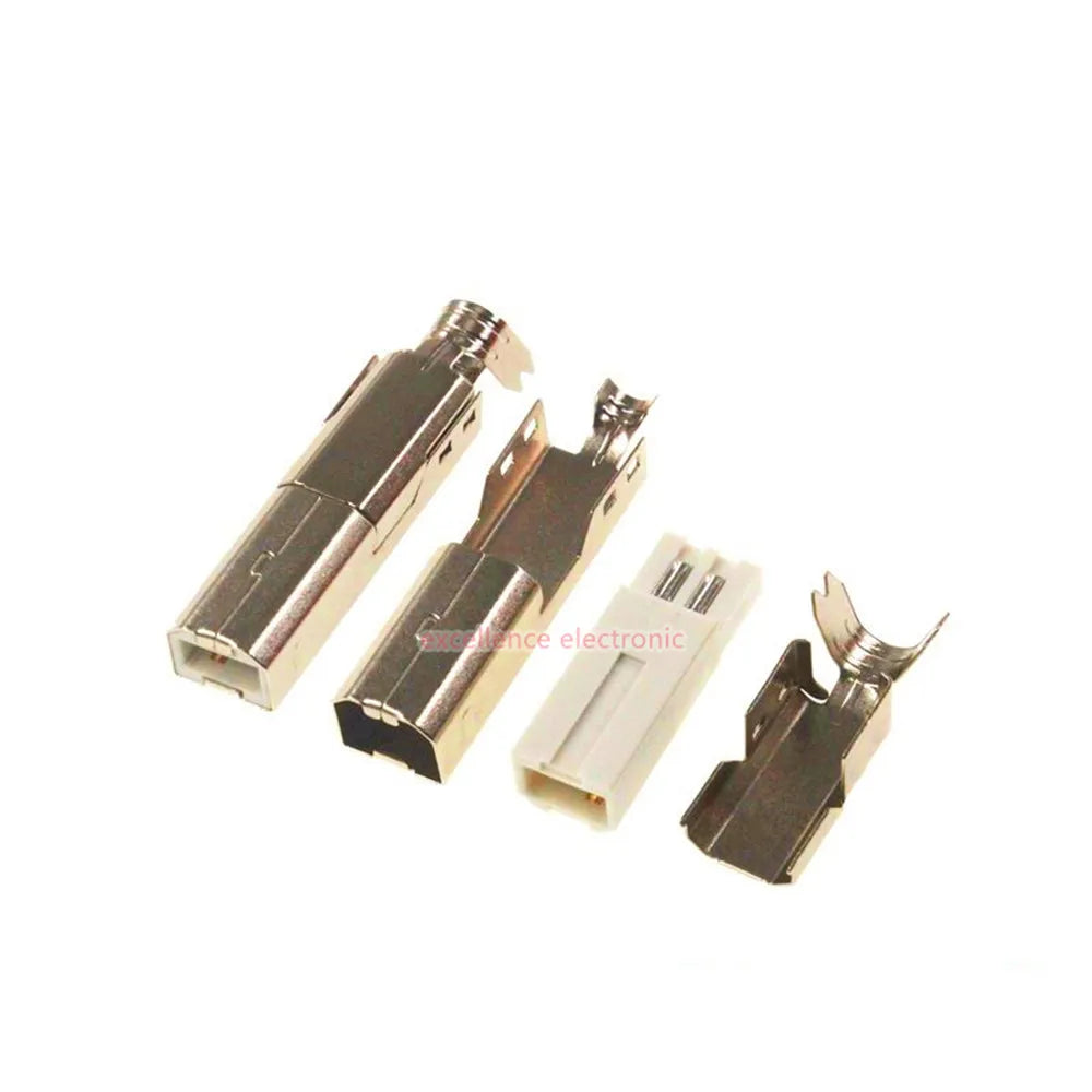 5 Sets Gold Plated USB 2.0 B Type Male THREE-PIECE DIY USB Connector Soldering Printer Tail Charging USB Jack