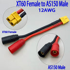 AS150 XT150 Male/Female To XT60 XT90 Plug DC Power Conversion Cable Connector 12AWG 10cm Silicone Wire Suitable for RC Batteries