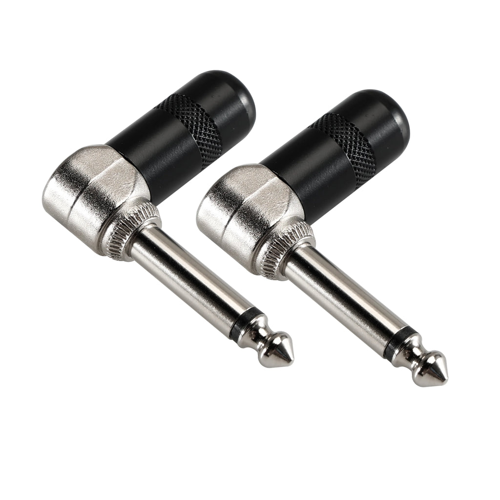 Pro C Short Barrel Right Angle 1/4 6.35mm Black Nickel Mono Stereo Male Audio Plug Connector for Mixer Guitar Effect Patch Cable