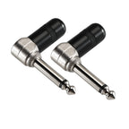 Pro-C Short Barrel Right Angle 1/4 6.35mm Black Nickel Mono Stereo Male Audio Plug Connector for Mixer Guitar Effect Patch Cable