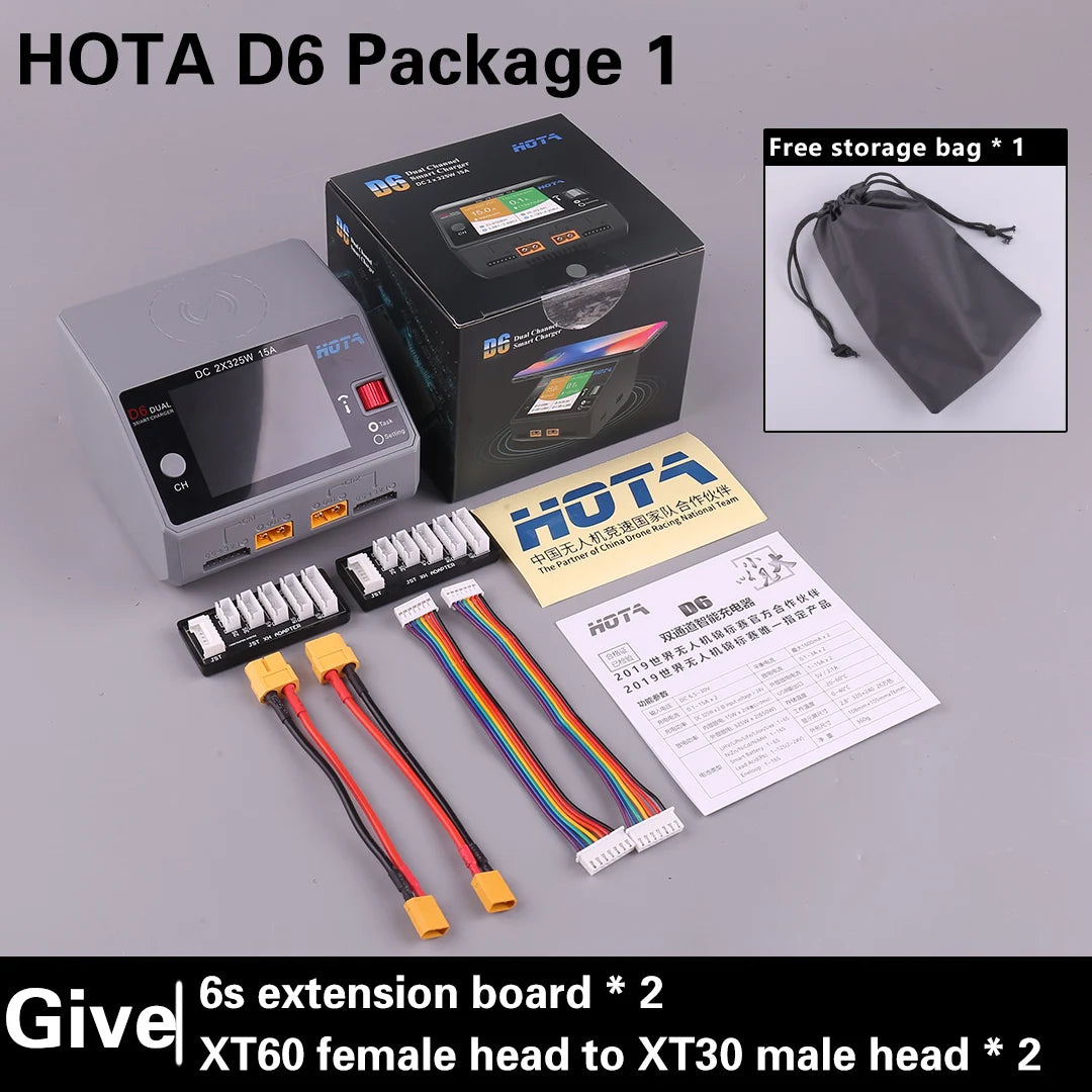 HOTA D6 DC650W 15A Dual Smart Charger Maximum current 1600mA Built-in Micro USB for 1-6S Lipo LiHV/NiZn/Nicd/NiMH Battery