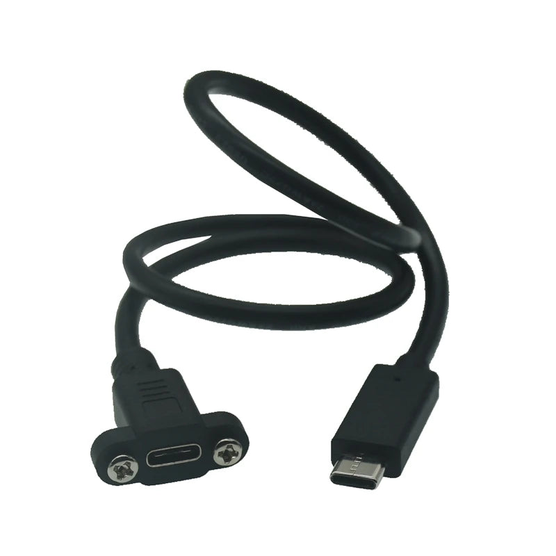 Micro Type USB USB 2.0 Male Connector to Type-c Mini USB 5pin Female Extension Cable Pitch 17mm With Screws Panel Mount Hole