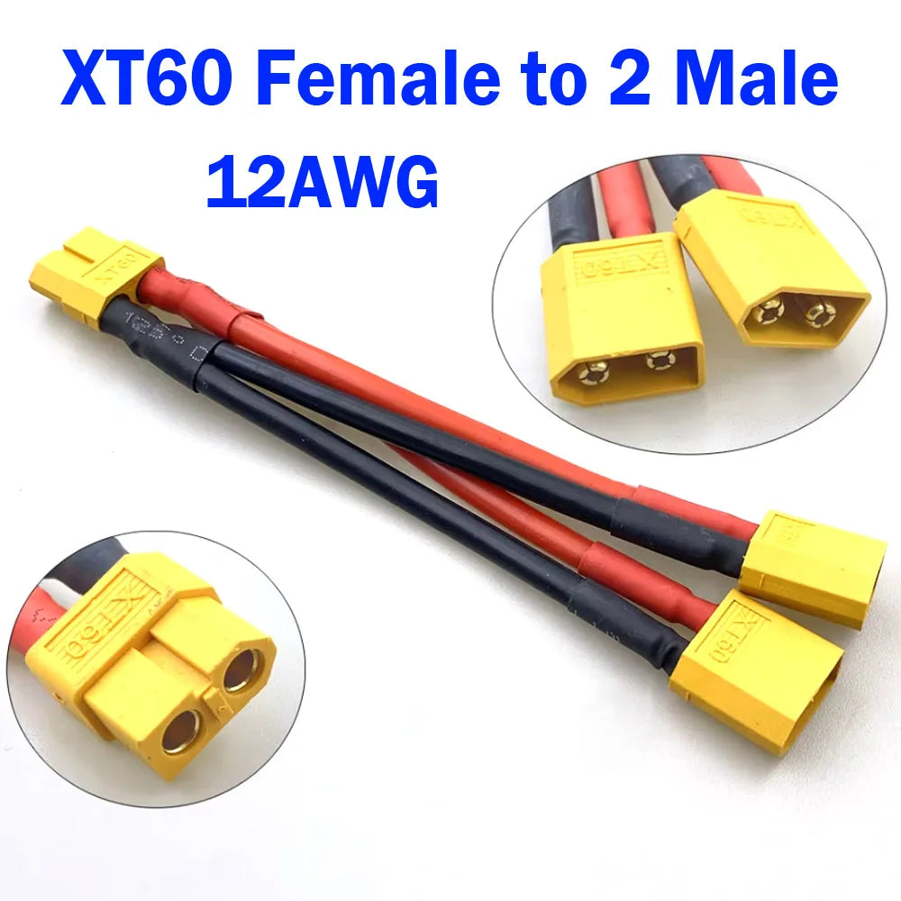 T Plug XT60 XT90 Parallel Battery Connector Male/Female Double Extension Cable Y-Divider/RC Battery Motor3-Way 10AWG 12AWG 14AWG