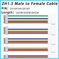 10PCS JST ZH1.5 Male To Female Connector  Extension Line 2P/3P/4P/5P/6P ZH1.5mm Pitch With 10/20/30cm Cable 28AWG