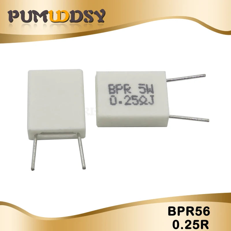 100PCS BPR56 5W 0.1 0.15 0.22 0.25 0.33 0.5 ohm Non-inductive Ceramic Cement Resistor 0.1R 0.15R 0.22R 0.25R 0.33R 0.5R