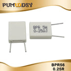 100PCS BPR56 5W 0.1 0.15 0.22 0.25 0.33 0.5 ohm Non-inductive Ceramic Cement Resistor 0.1R 0.15R 0.22R 0.25R 0.33R 0.5R