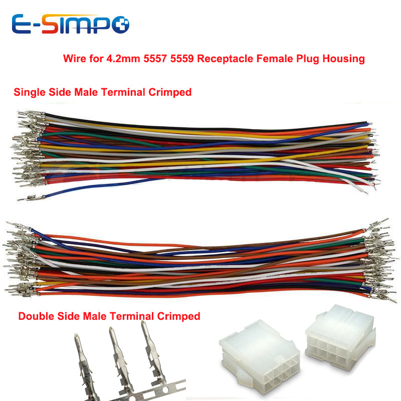 100pc MX4.2 5557 5559 Female to Male, Male Terminal Crimp Cable 18AWG 10/20/30/50cm 5558-RT PCI-E 5559 Receptacl Housing Harness