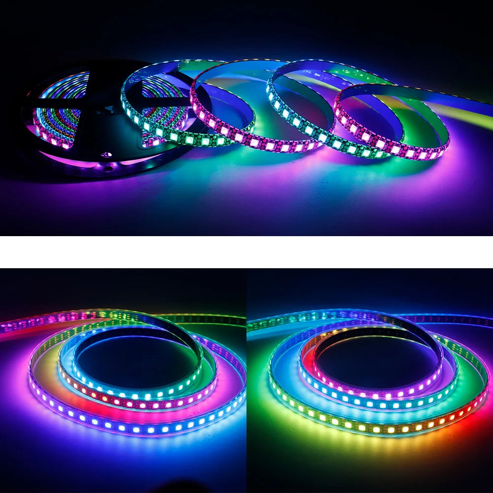 5V WS2812B Smart Dream Color Led Strip Light 30/60/74/96/144 LEDs/m Individually Addressable WS2812 Pixels Led Lights Magic Tape