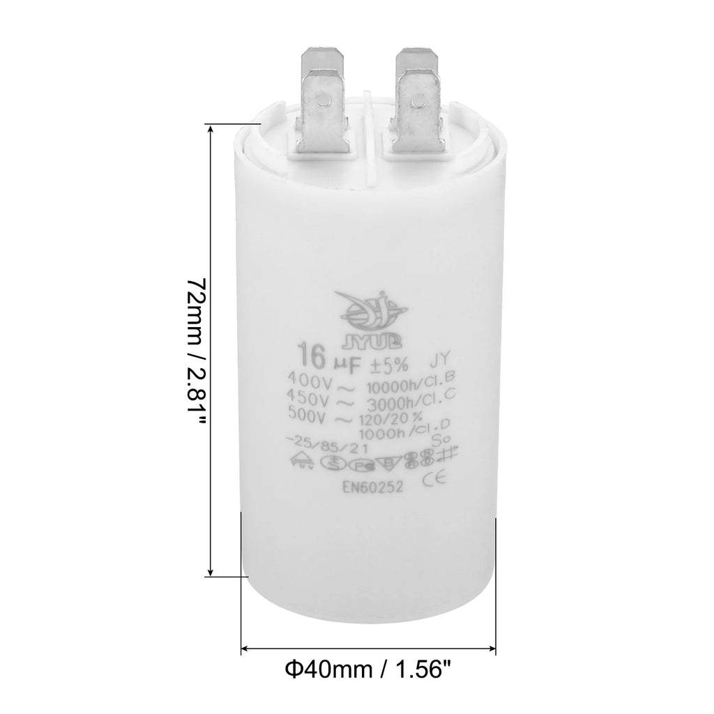 CBB60 8uf-100uf Running Capacitor AC 450V 4 Pins 50/60Hz Double Insert Cylinder Bottom for Air Conditioning Water Pump Fan Motor