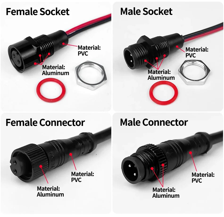 5PCS M12 IP65 Waterproof Aviation Connector 2 3 4 5 6 8 Pin Metal Panel Mount Male Plug Socket Pigtail Cable for Industrial Use