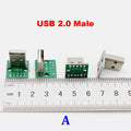 2pcs Vertical USB 2.0 Male Plug Head Connector PCB Converter Adapter Breakout Board 90 Degree Vertical
