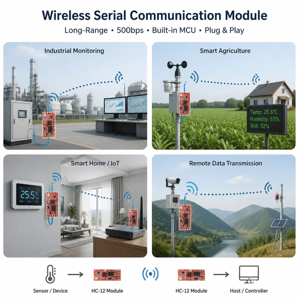 HC-12 SI4438 Long-Range 433-484MHz Wireless Microcontroller Serial Data Bluetooth Module 1000M To Distance