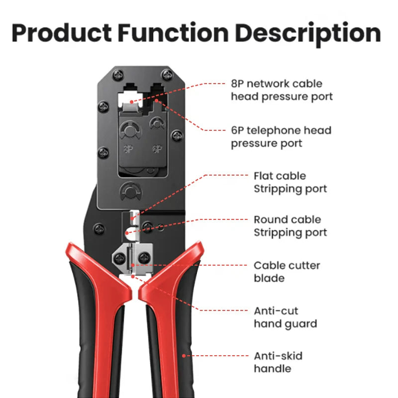 RJ45 Crimping Tool Ethernet Network LAN Cable Crimper Cutter Stripper Plier 8P RJ45 6P RJ12 RJ11 for Modular Connector