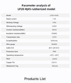 CNLINKO LP20 PBT Plastic IP68 Waterproof RJ45 Cable Signal Connector CAT6 Panel Mount Socket Plug Network Ethernet Interface