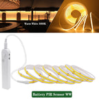 3MM 5MM 8MM COB LED Light Strip 5V 320LEDs PIR Motion Sensor Flexible Night Light USB/AAA Battery Powered Tape 3000K 4000K 6000K