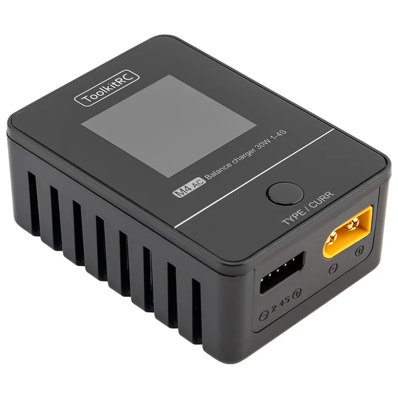 ToolkitRC M4AC 1S 2S 3S Lipo Battery Charger 30W with IPS Display XT30/ XT60 Interface for LiHV NiMh RC Racing Drone Battery