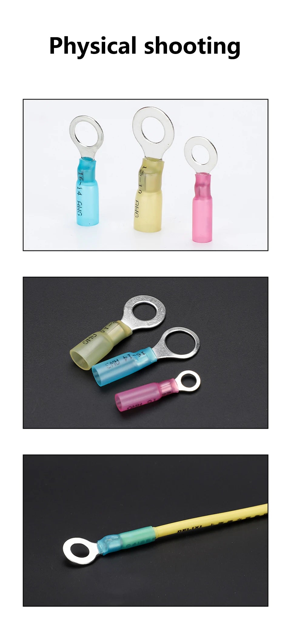 Heat Shrink Ring Round Insulated Terminals Wire Cable Connectors Wiring Crimp Terminals RV1.25/2-5/6/8 Marine Seal Up Waterproof