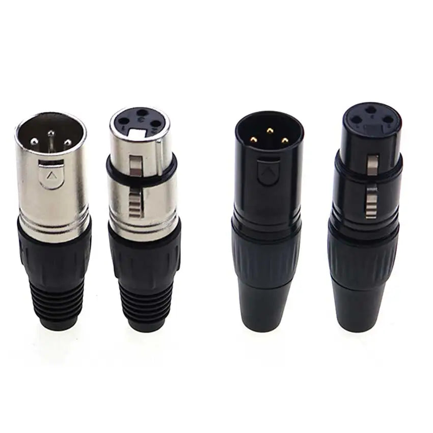 1pcs XLR 3Ppin Male Female Socket Plug Microphone Audio Cable Connector 3P Black Silver Copper Contact XLR Metal Plug Panel