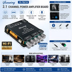 2.1CH Bluetooth Amplifier Board 200W Class D 50W*2+100W Subwoofer Bass Treble USB APP MIC KTV DC12-24V HiFi DIY Speaker