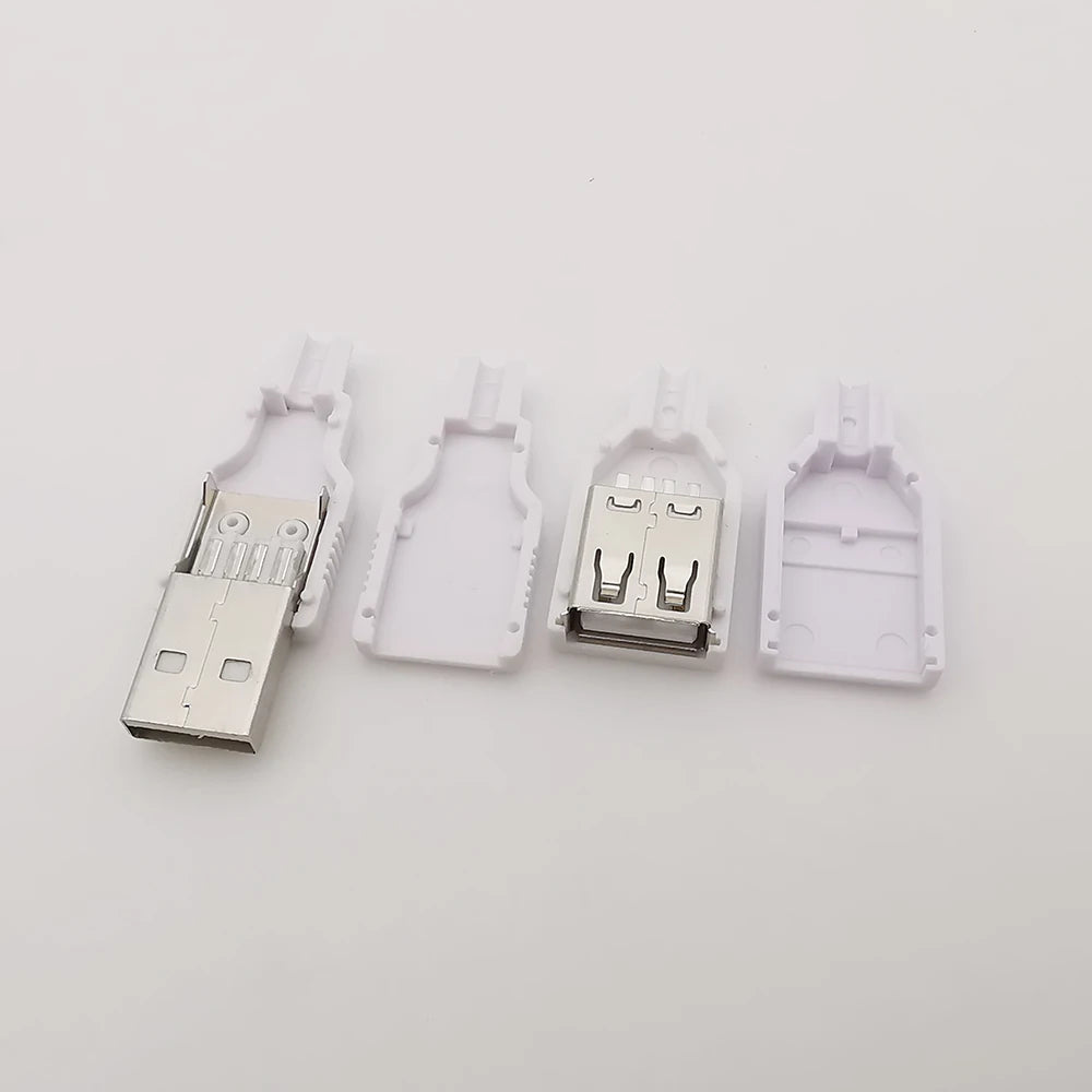 10Pcs USB 2.0 Type A 4 Pin Male Female Assembly Adapter Connector Soldering Type 5V USB-A Plug Socket Charging Data DIY Repair