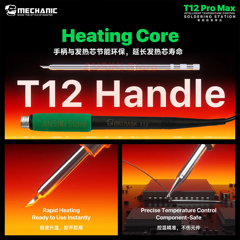 MECHANIC T12Pro Max T12 Soldering Station PID Control 160W High Power 4s Fast Heating Smart Sleep T12 Handle Welding Repair Tool