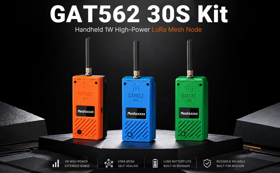 GAT562 30s 30dBm High Power SX1262 GPS Mesh LoRa Radio Compatible Meshcore or Meshtastic Wireless Tracker Node