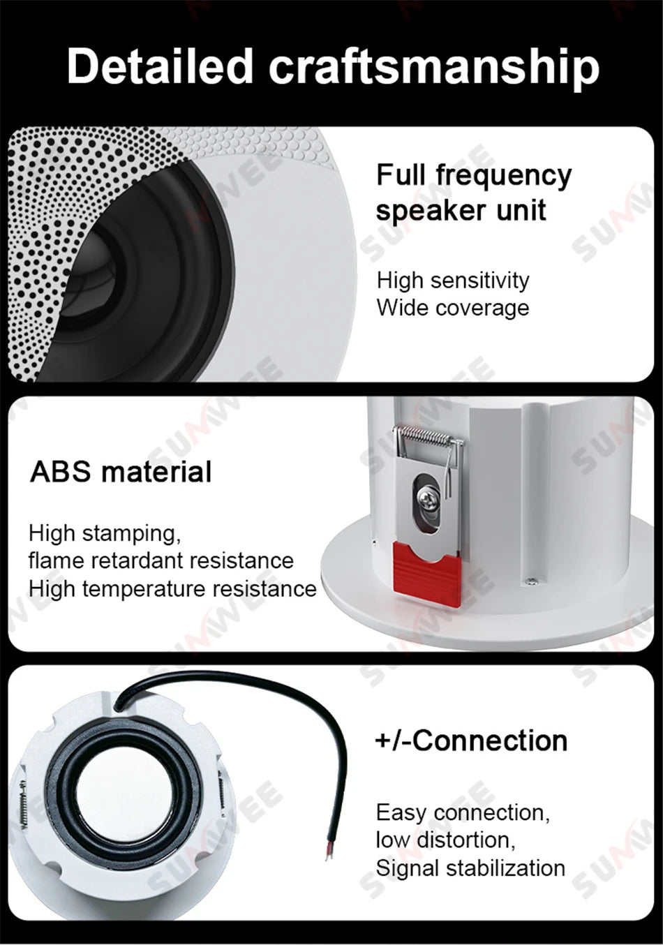3 Inch Passive Ceiling Speakers 8 Ohm Home Theater Background Music Stereo Sound Embedded Audio System For Kitchen Living Room
