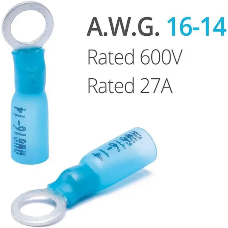 50PCS Heat Shrink Ring Round Insulated Terminals Wire Cable Connectors Wiring Crimp Terminals RV1.25/2-5/6/8