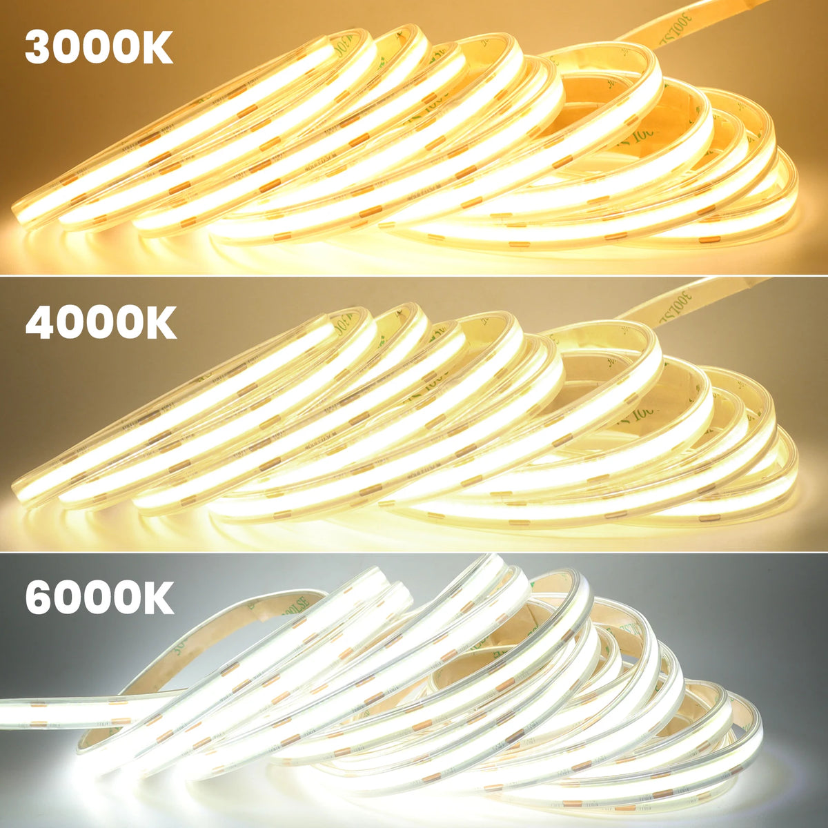 IP67 Waterproof 12/24V COB LED Strip Light 480LED/m Dimmable RA90 LED Lights High Density Flexible Ribbon Tape 3000K 4000K 6000K