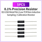 5PCS 0.5W 1/2W High Precision Resistor 0.1% 1R-10MR Non Inductive Low TCR Metal Film Sampling Calibration Resistor