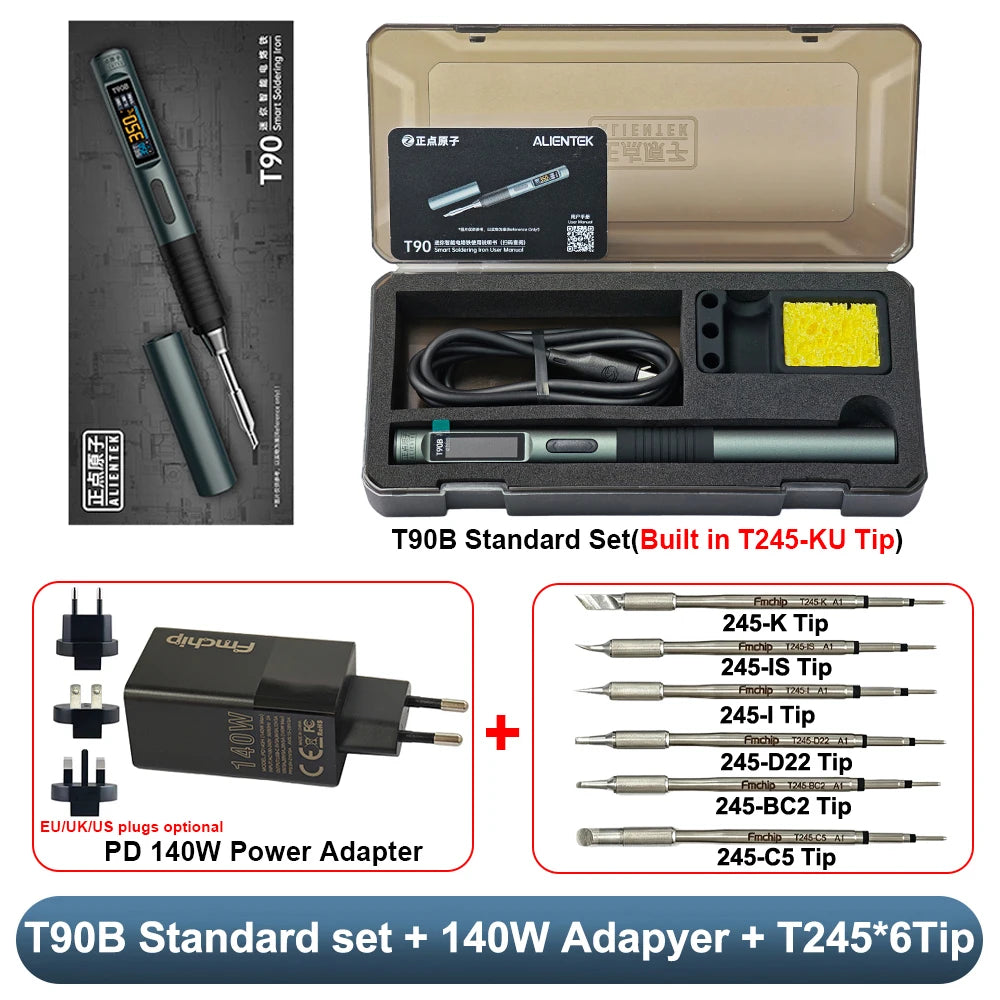 ALIENTEK T90B Smart Soldering Iron PD3.1 140W 80-450℃ Adjustable Temperature Precision Welding Solder Tools T245 Tip Series