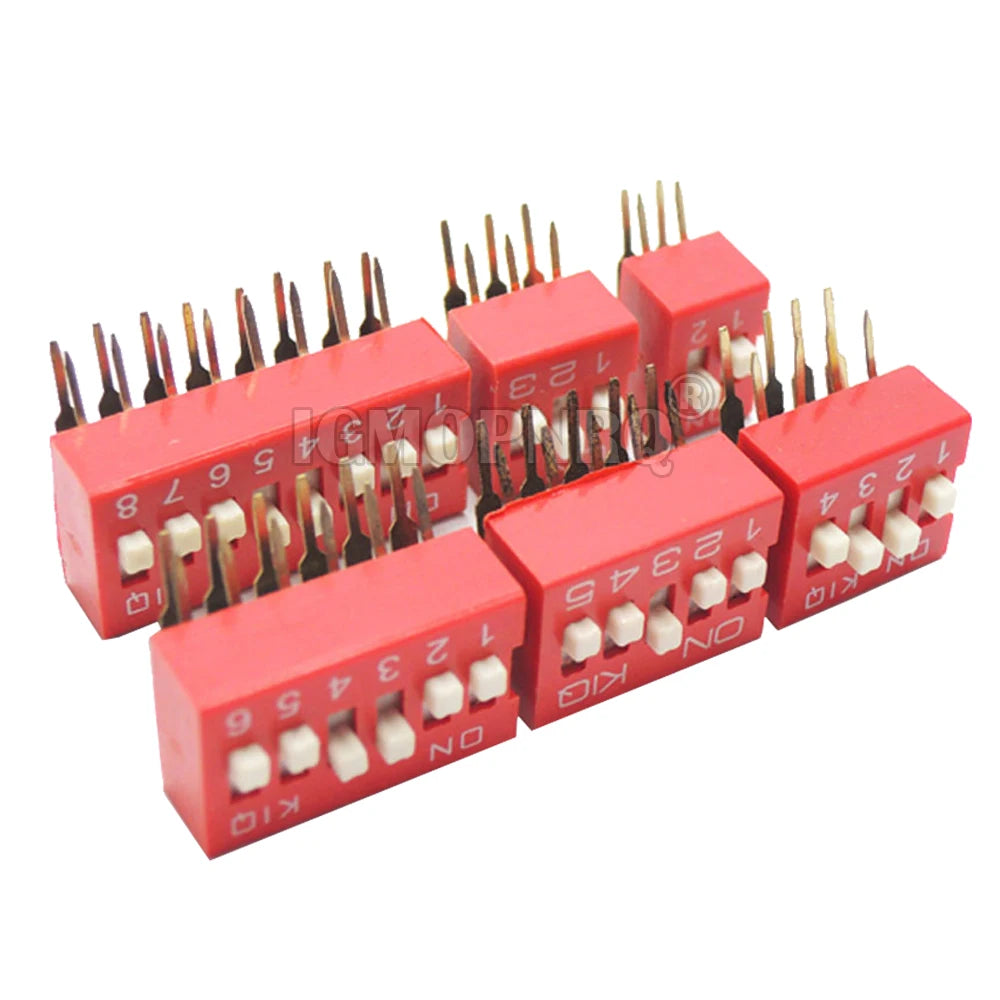 5PCS DIP Switch 2.54MM DA-02 1/2/3/4/5/6/8/10P Horizontal Dial 90 Degrees Plug-in Side Insert Bent Foot Switch New