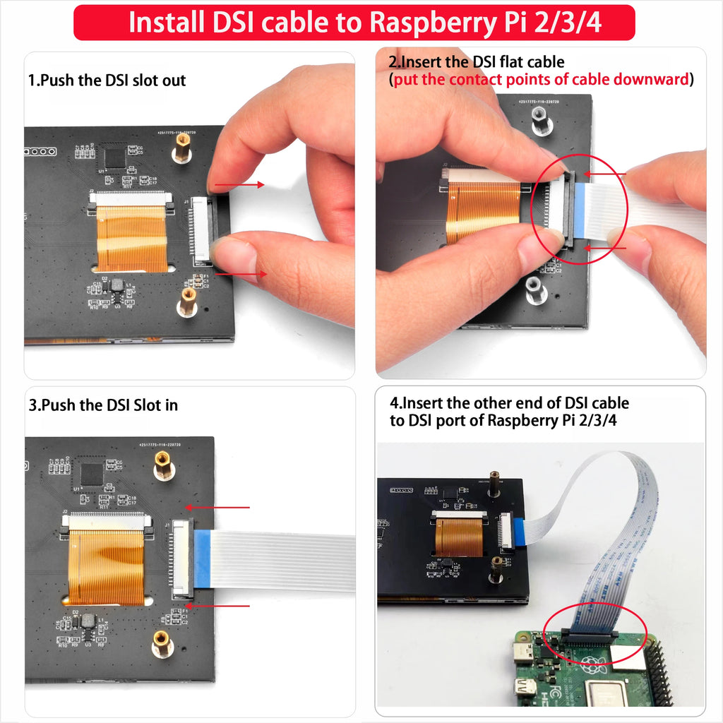 OSOYOO 4.3 Inch IPS RPi5 LCD Capacitive Touch Screen Display 800×480 DSI Interface for Raspberry Pi 5 4 3 2 Model B A