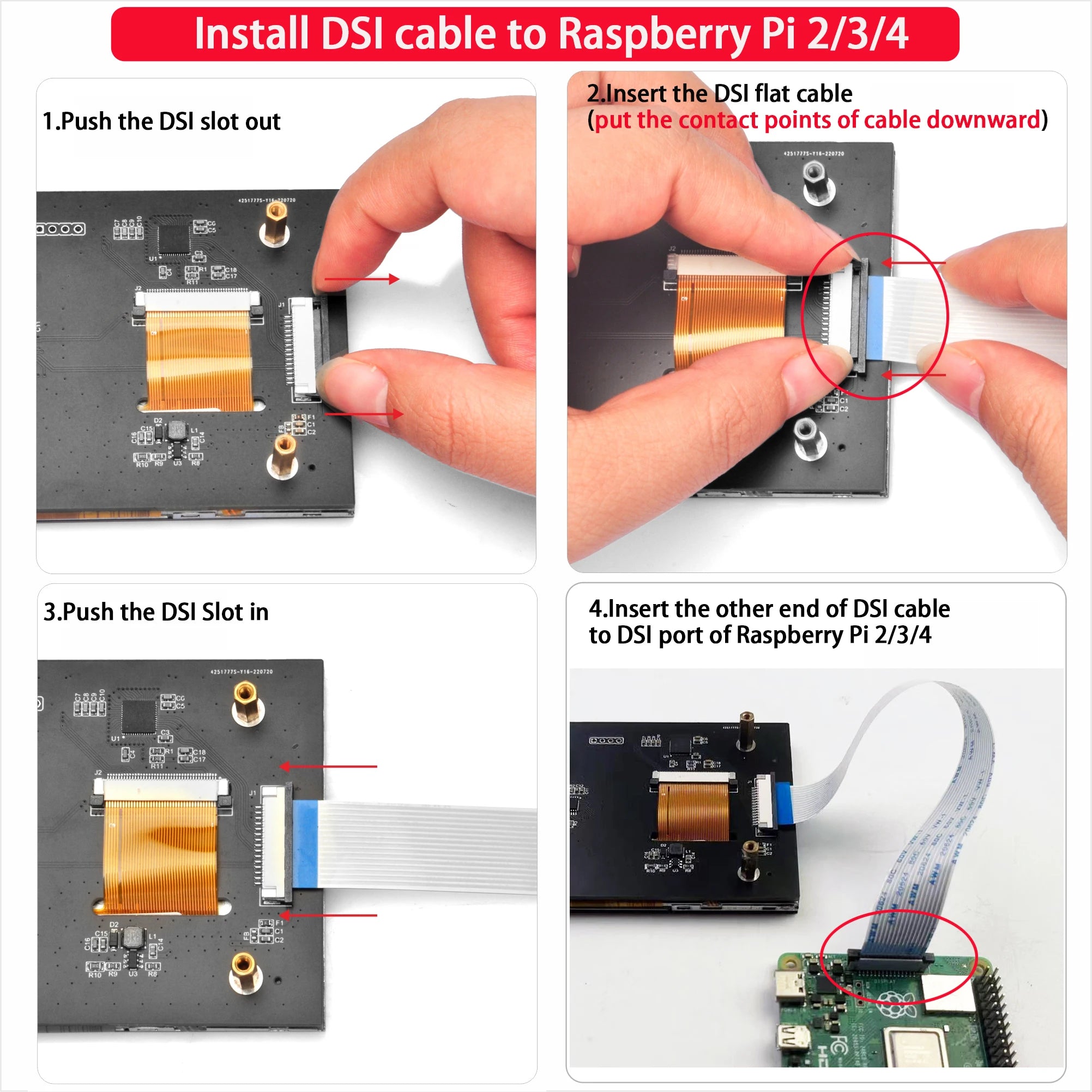 OSOYOO 4.3 Inch IPS RPi5 LCD Capacitive Touch Screen Display 800×480 DSI Interface for Raspberry Pi 5 4 3 2 Model B A