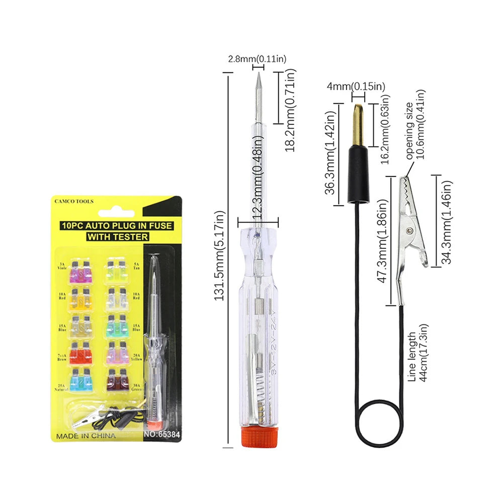 10PCS Car Insurance Fuse Kit Amplifier Clip Combination Car Blade Fuse Set with Inspection Circuit Electric Pen Fuse Repair Part