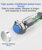 GTRIC Magnetic Reed Proximity Sensor Switch M08/12/18 Flush Type 10MM Detection Distance 5-220V AC DC 2 Wires PNP/NPN NO NC