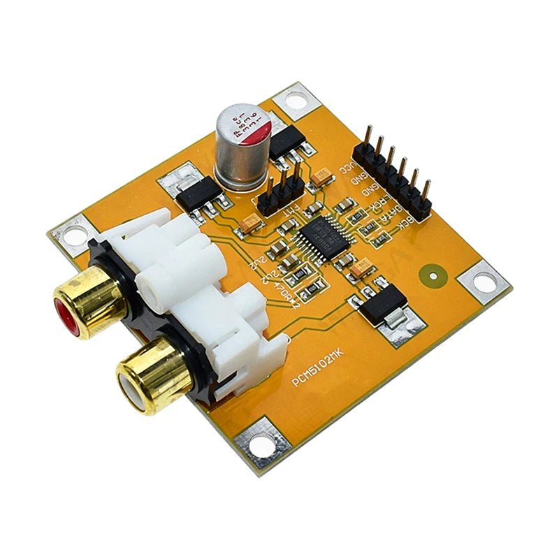 PCM5102 Raspberry Pi DAC Audio Decoder Board I2S Digital Audio Module 112dB SNR DC 5-10V Input Dual RCA Analog Output
