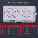 New·71Pcs 5A 7.5A 10A 15A 20A 25A 30A Mixed Sizes Low Profile Kit Micro Mini Blade Fuse Auto Car Truck Motorcycle Fuses