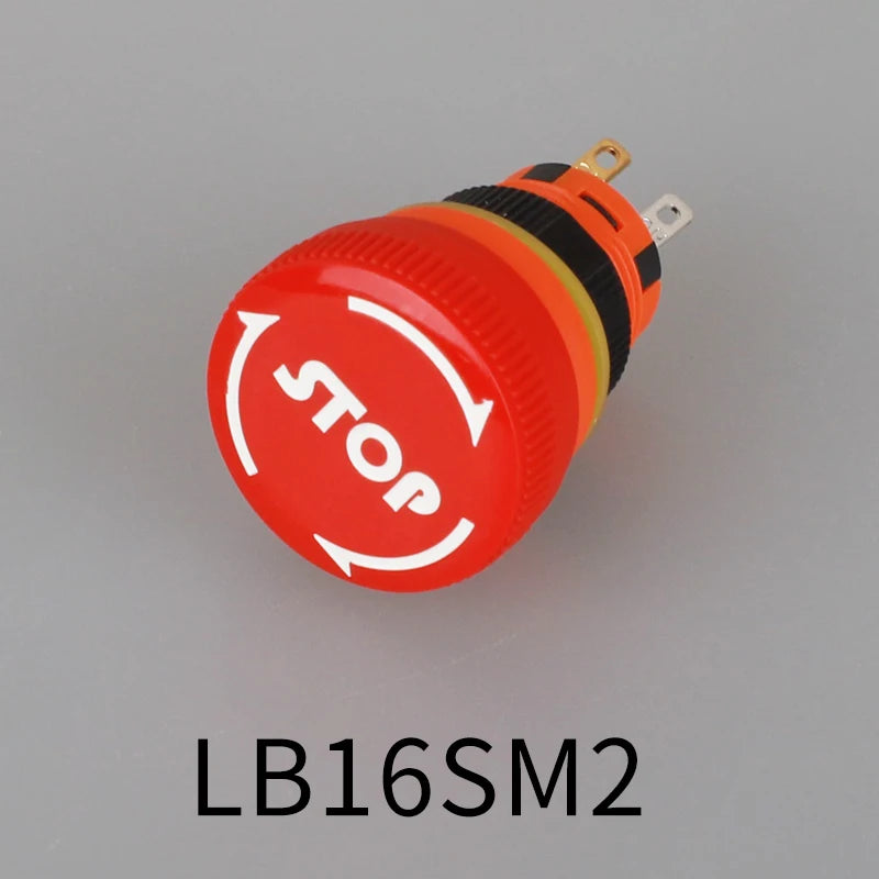 LANBOO 16mm Emergency Stop Push Button Switch, 1NO1NC 7A 250VAC Latching Mushroom Head E-Stop Switch for Industrial Control Safe